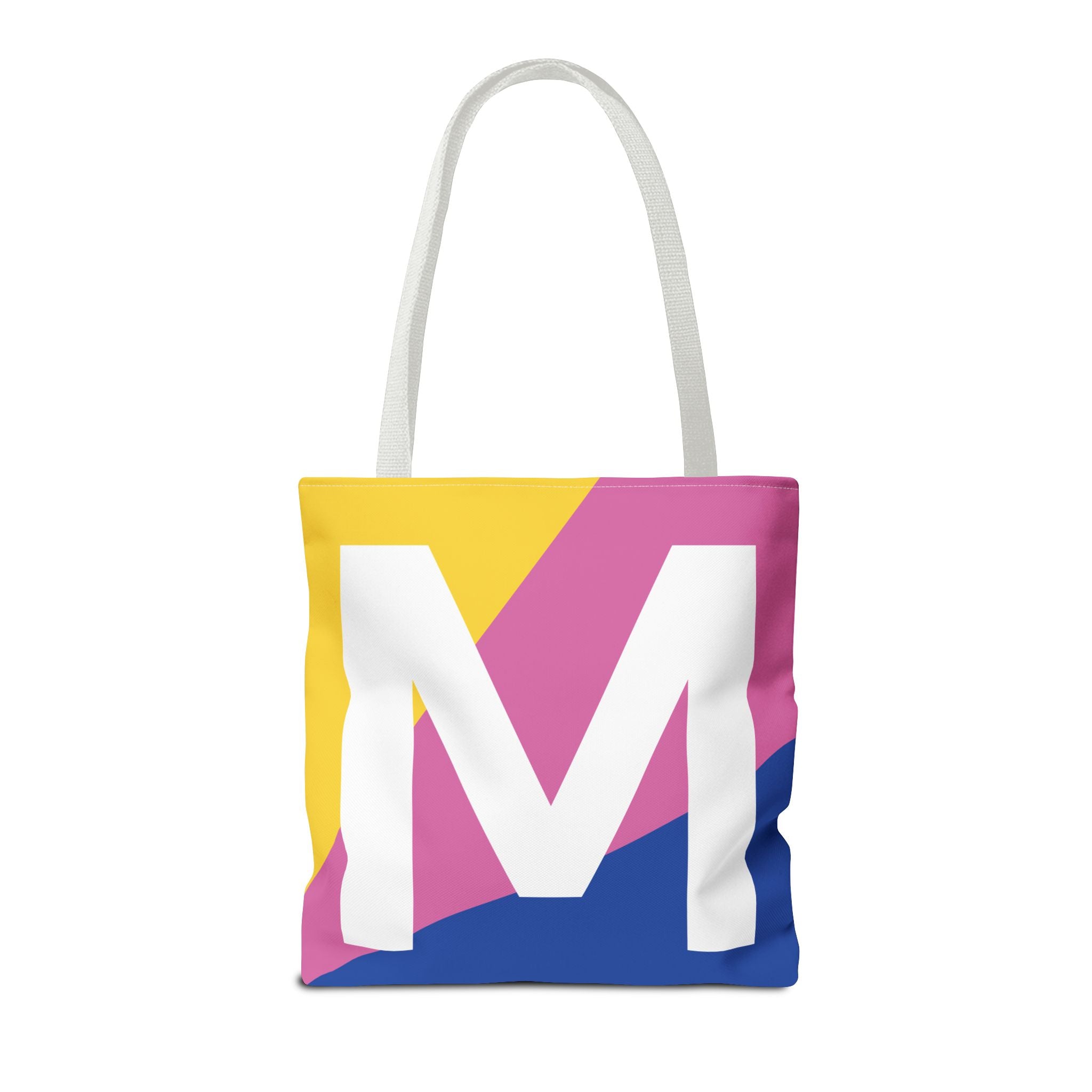Monogram 'M' Colorblock Tote Bag — Personalized Initial M Shoulder Tote