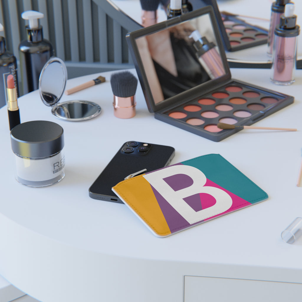 Initial B Mini Clutch — Colorblock Monogram Wristlet Wallet