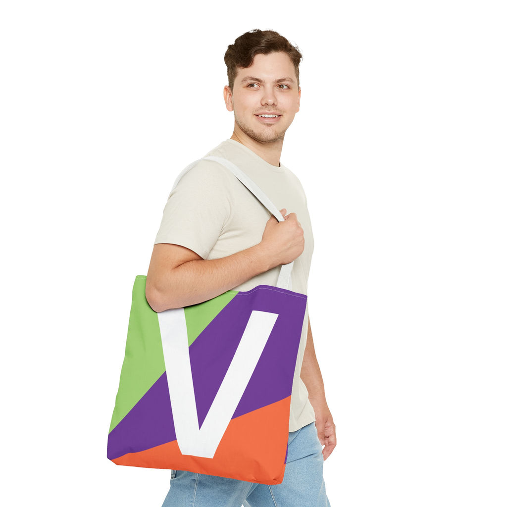Monogram 'V' Colorblock Tote Bag — Personalized Initial V Shoulder Tote