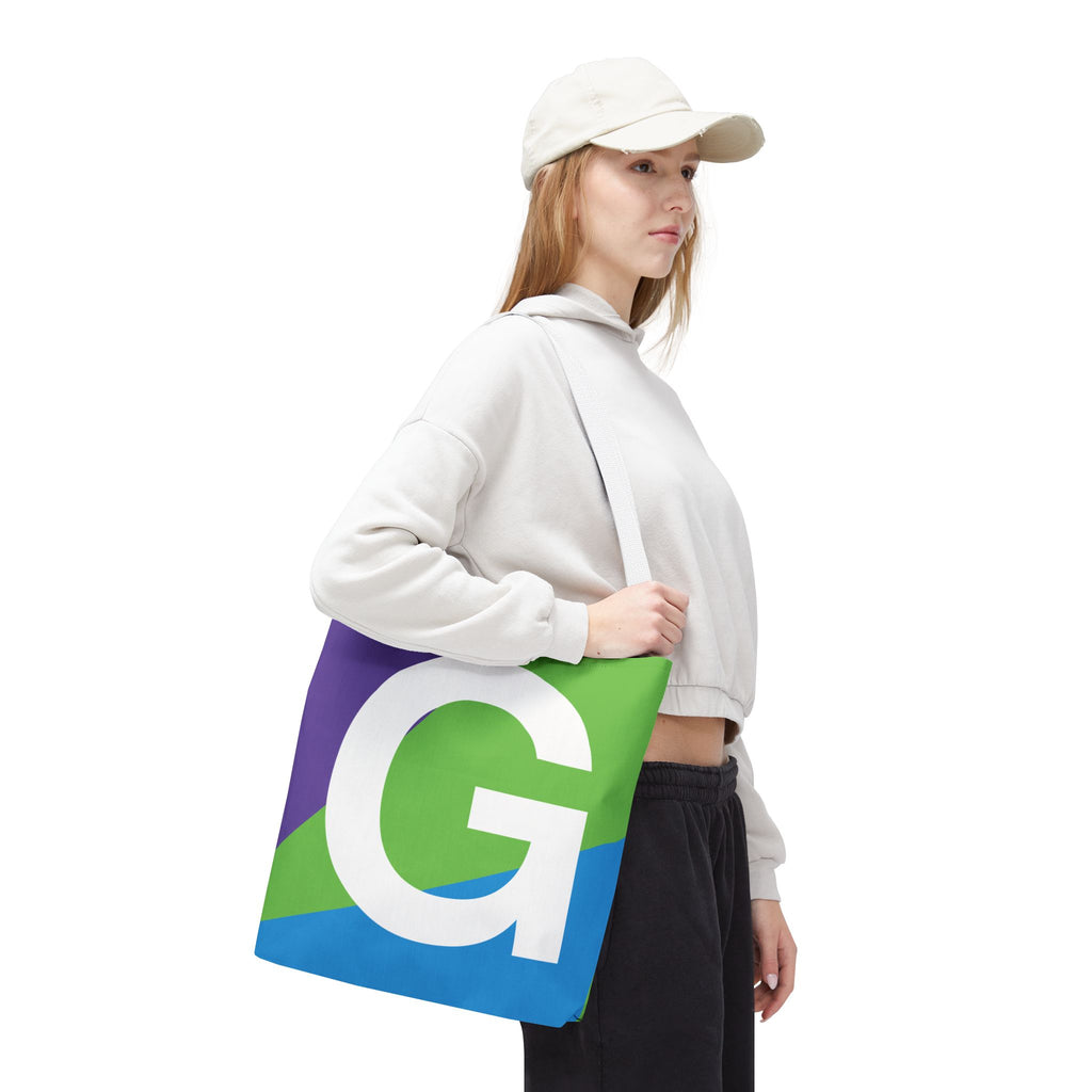 Monogram 'G' Colorblock Tote Bag — Personalized Initial G Shoulder Tote