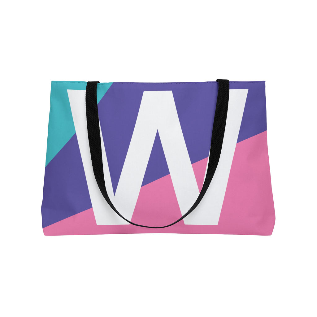 Personalized 'W' Colorblock Tote Bag — Monogram Weekender Tote