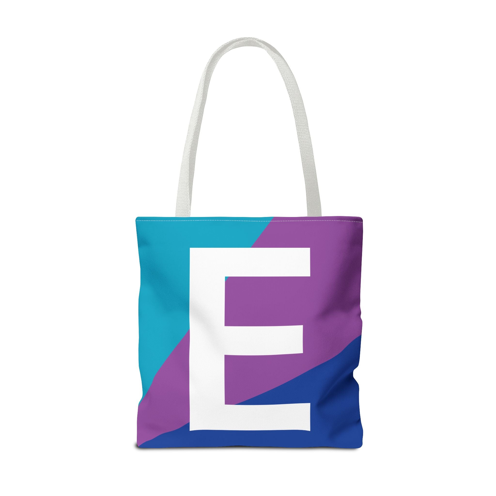 Monogram 'E' Colorblock Tote Bag — Personalized Initial E Shoulder Tote