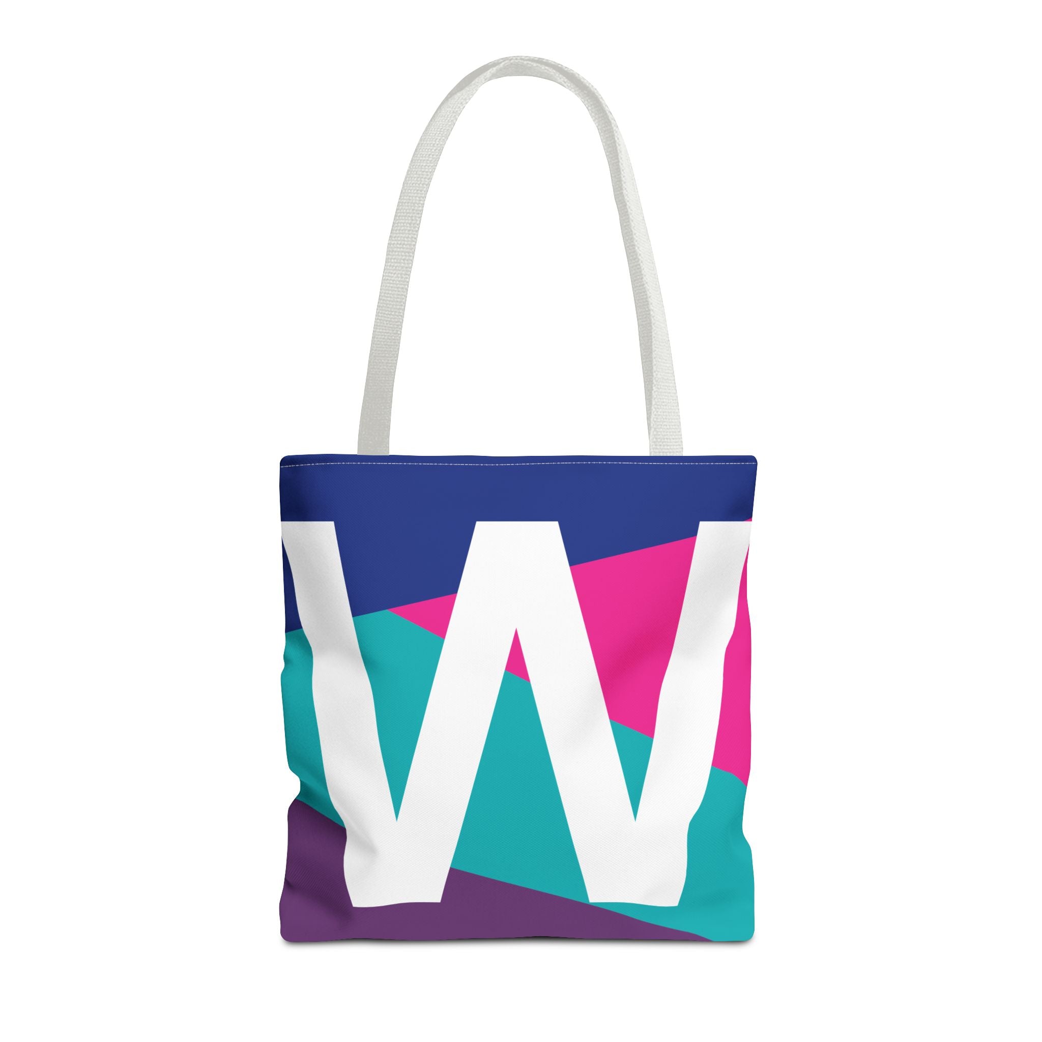Monogram 'W' Colorblock Tote Bag — Personalized Initial W Shoulder Tote