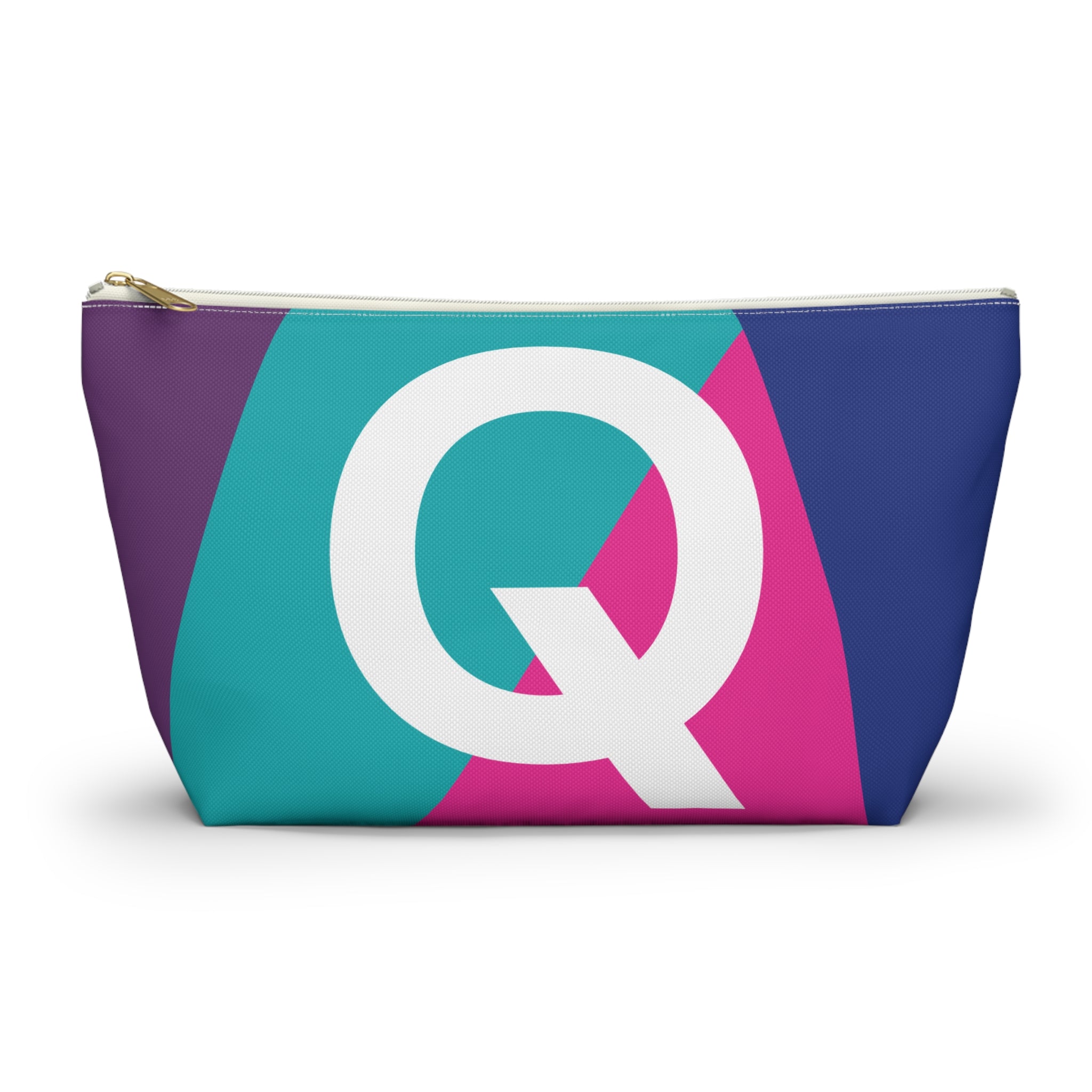 Initials Colorblock Accessory Pouch — Monogram Q T-Bottom Cosmetic Bag