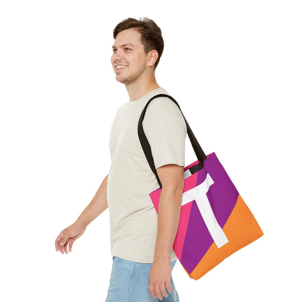 Monogram 'T' Colorblock Tote Bag — Personalized Initial T Shoulder Tote