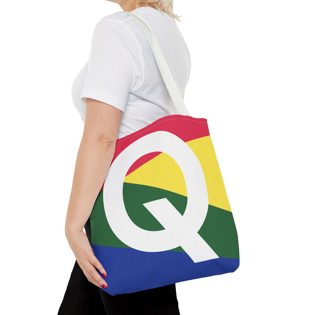 Monogram 'Q' Colorblock Tote Bag — Personalized Initial Q Shoulder Tote