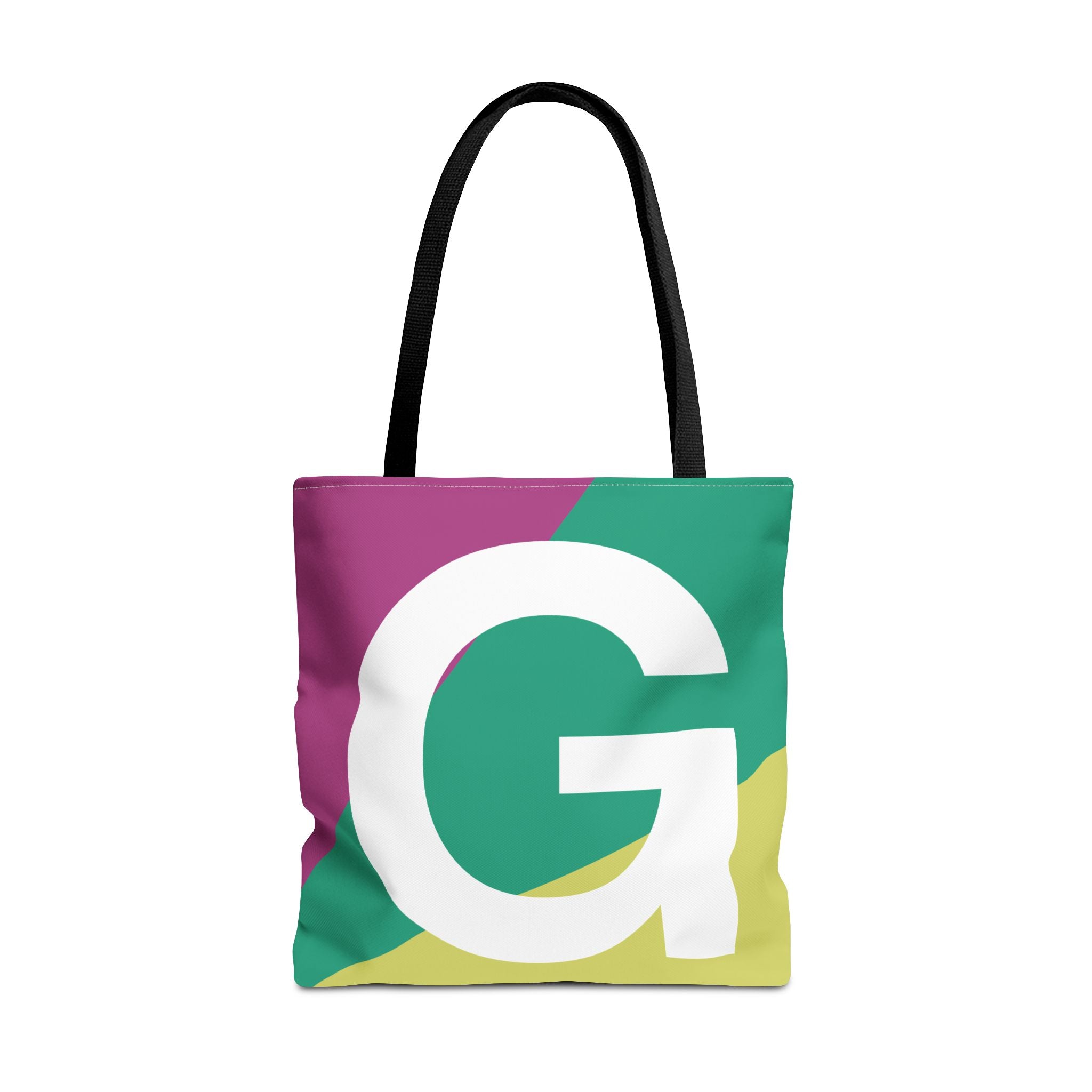 Monogram 'G' Colorblock Tote Bag — Personalized Initial G Shoulder Tote