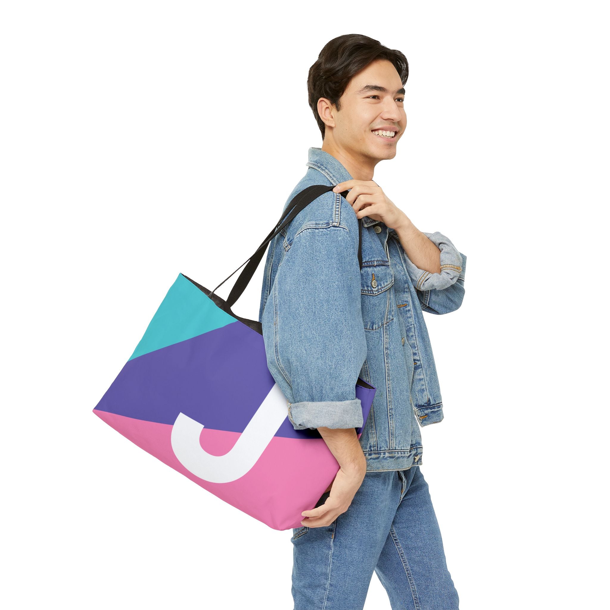 Personalized 'J' Colorblock Tote Bag — Monogram Weekender Tote