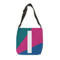 Initial Letter 'I' Colorblock Adjustable Tote Bag — Monogram Alphabet Shoulder Bag