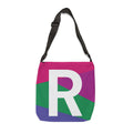 Initial Letter 'R' Colorblock Adjustable Tote Bag — Monogram Alphabet Shoulder Bag