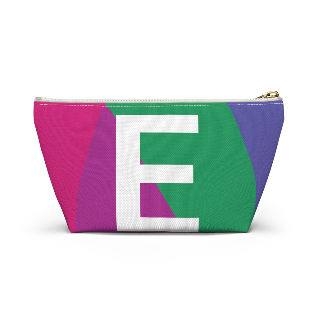 Initials Colorblock Accessory Pouch — Monogram E T-Bottom Cosmetic Bag