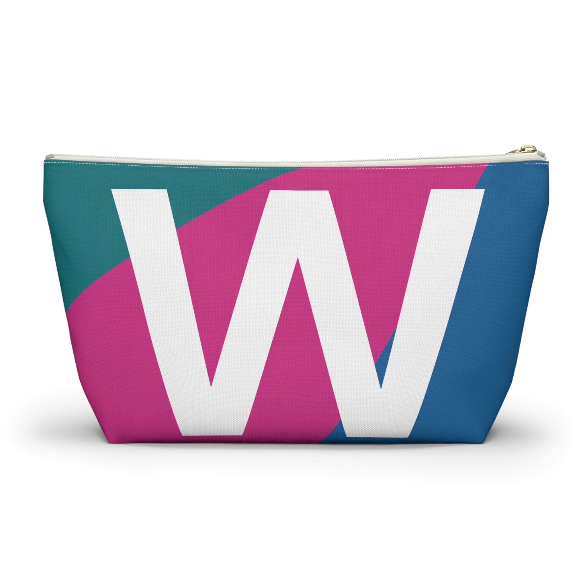 Initials Colorblock Accessory Pouch — Monogram W T-Bottom Cosmetic Bag