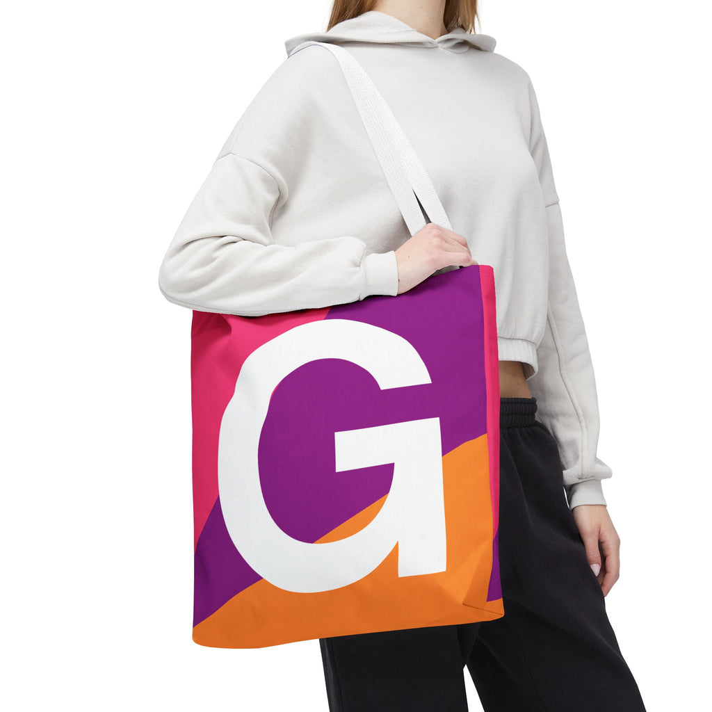 Monogram 'G' Colorblock Tote Bag — Personalized Initial G Shoulder Tote