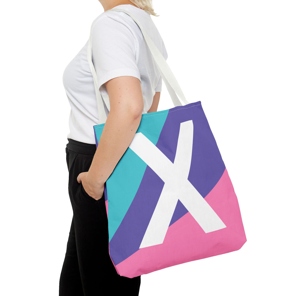 Monogram 'X' Colorblock Tote Bag — Personalized Initial X Shoulder Tote