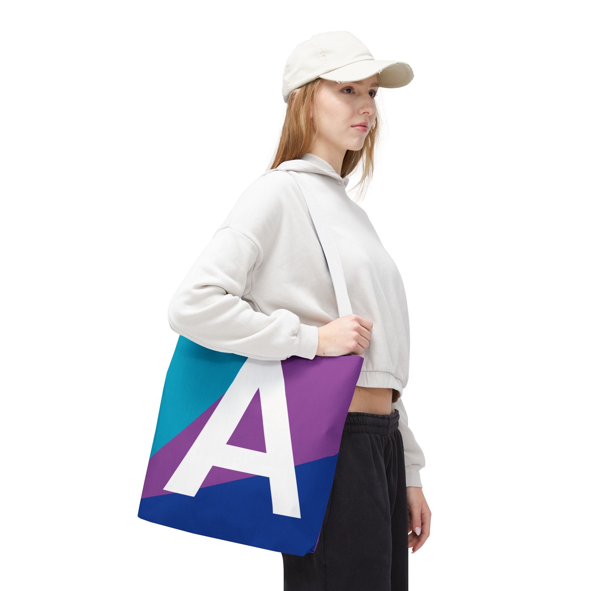 Monogram 'A' Colorblock Tote Bag — Personalized Initial A Shoulder Tote