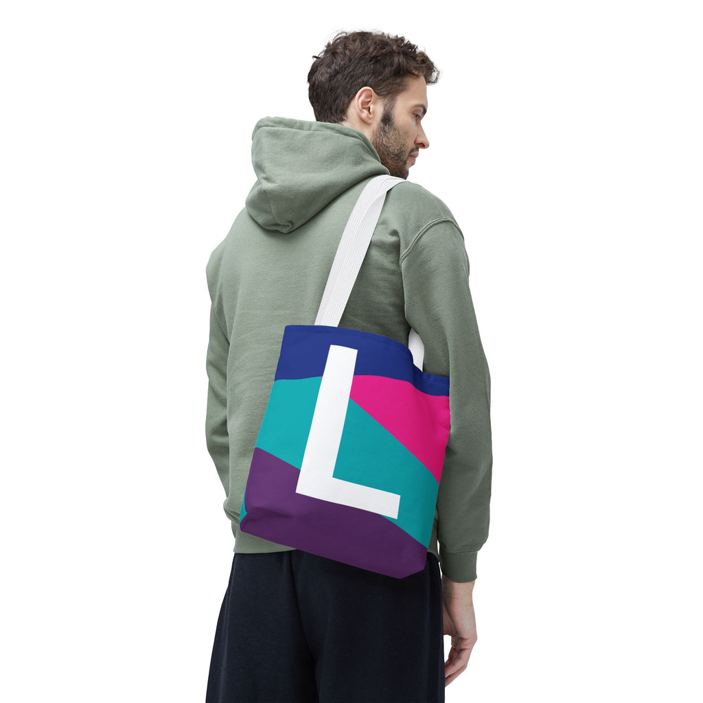 Monogram 'L' Colorblock Tote Bag — Personalized Initial L Shoulder Tote