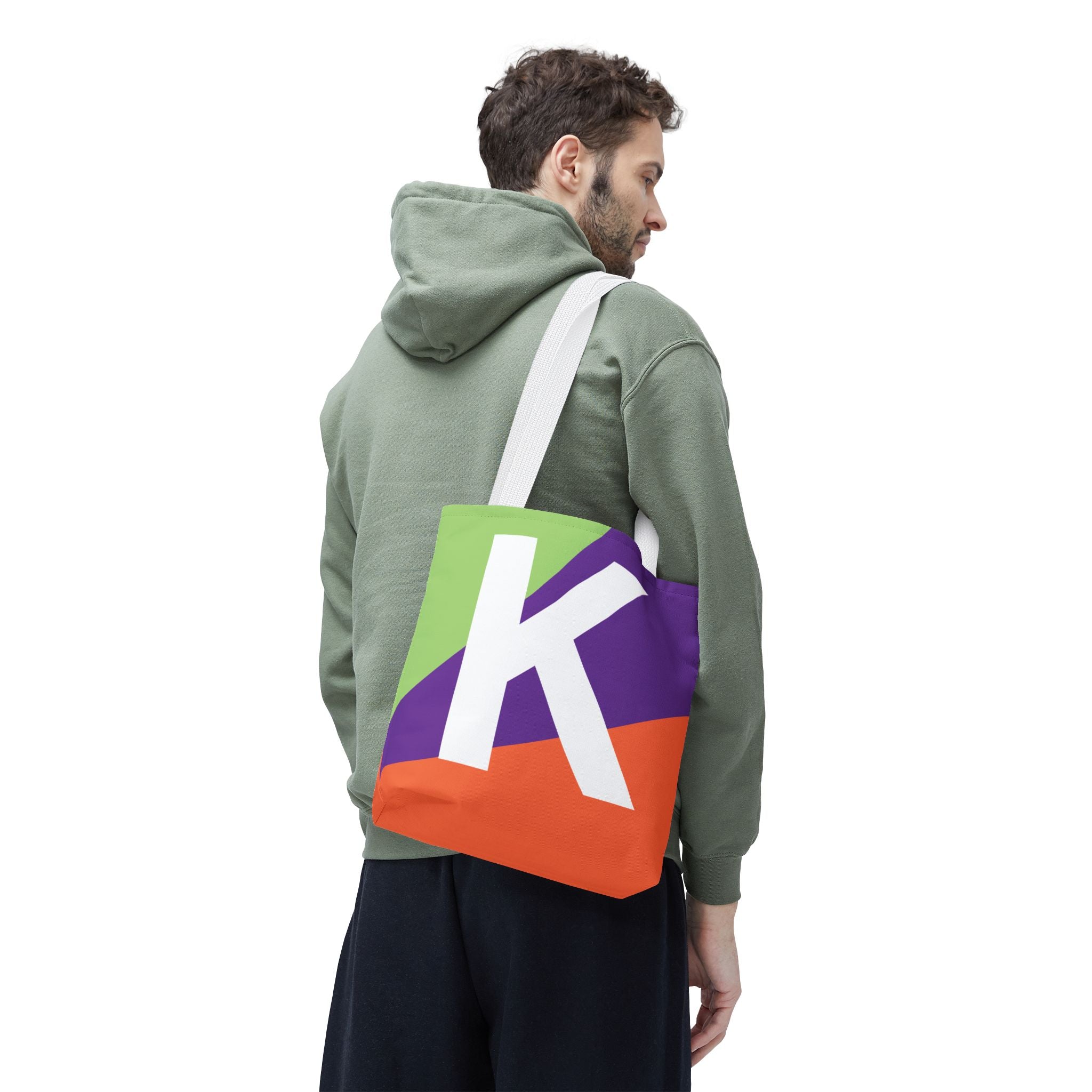 Monogram 'K' Colorblock Tote Bag — Personalized Initial K Shoulder Tote