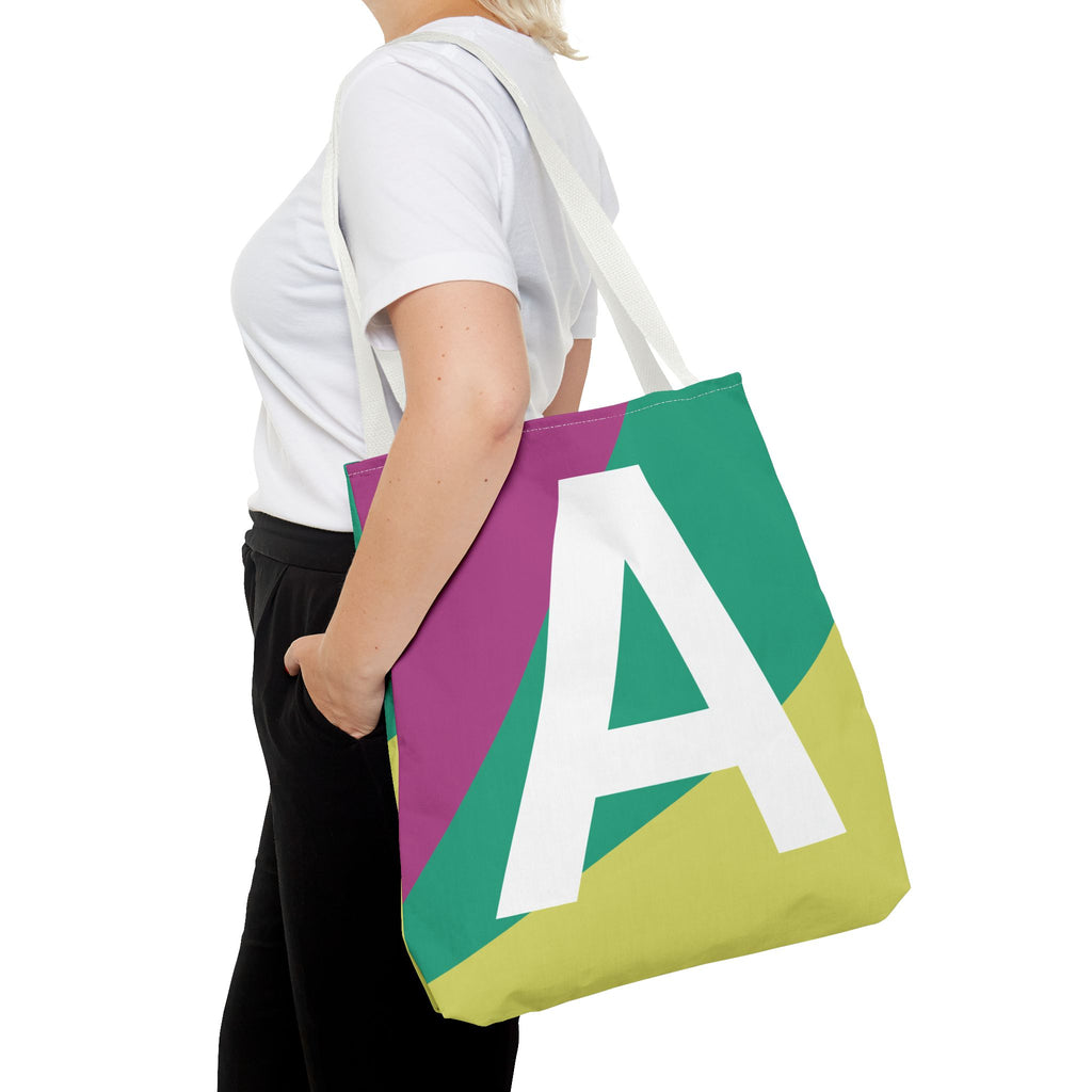 Monogram 'A' Colorblock Tote Bag — Personalized Initial A Shoulder Tote