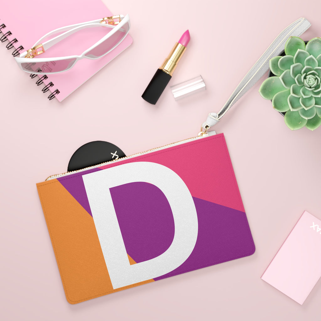Monogram 'D' Colorblock Clutch Bag — Bold Geometric Wristlet for Everyday & Gifts