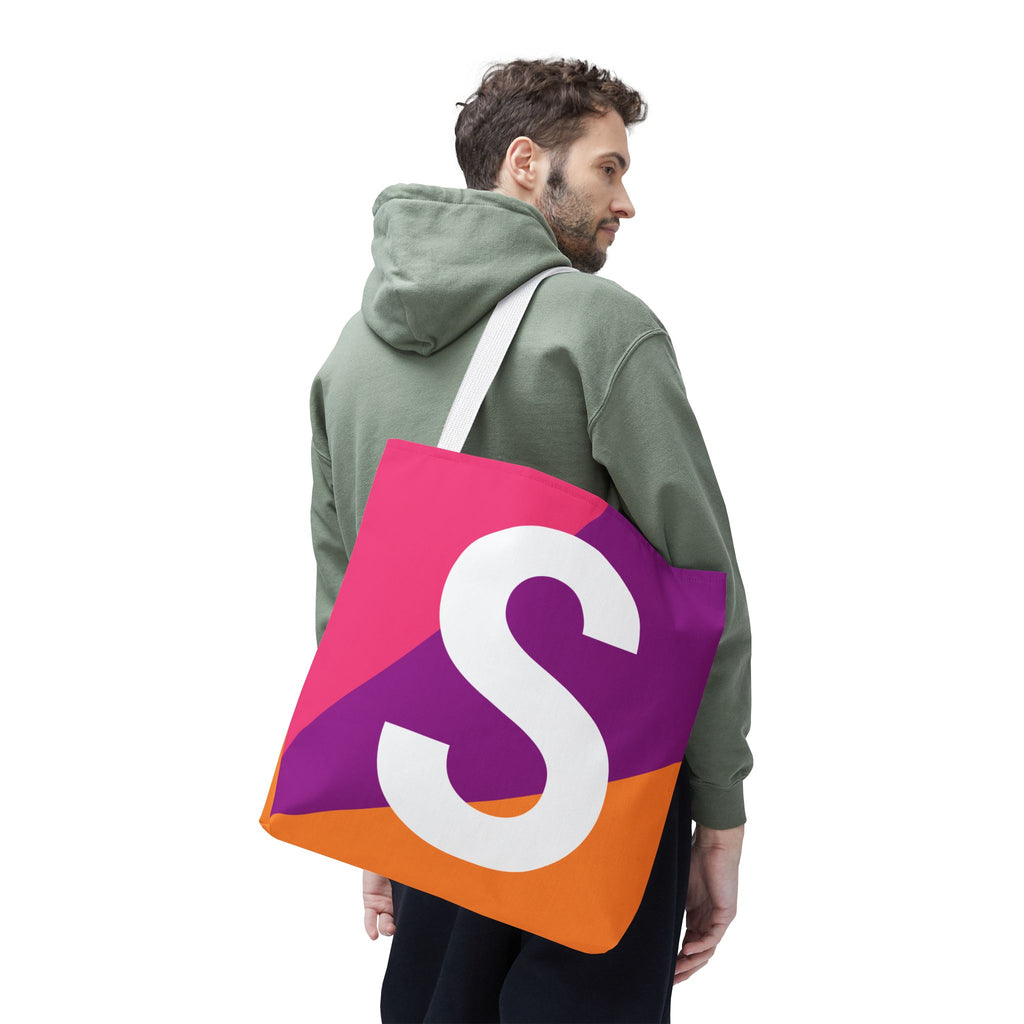 Monogram 'S' Colorblock Tote Bag — Personalized Initial S Shoulder Tote