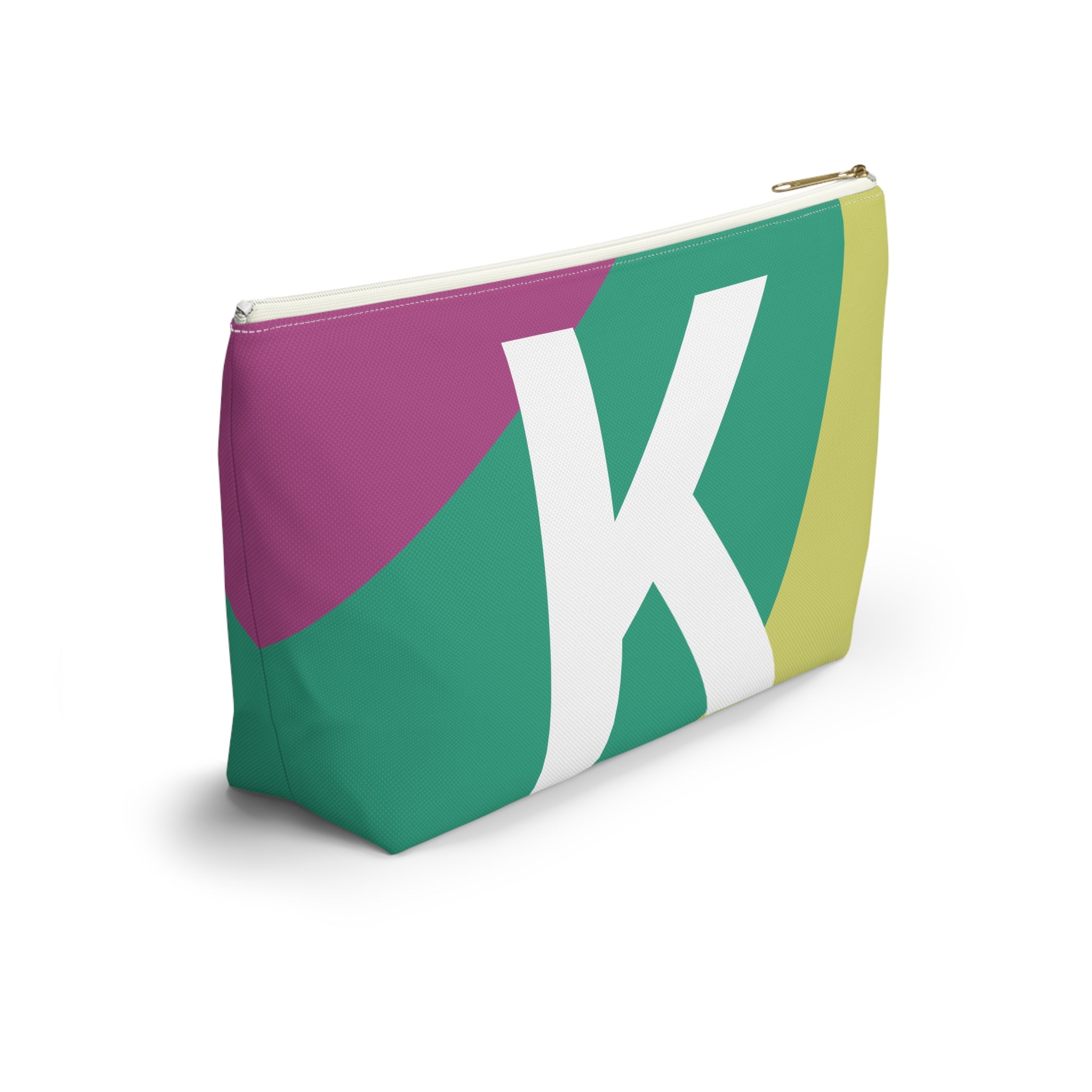 Initials Colorblock Accessory Pouch — Monogram K T-Bottom Cosmetic Bag