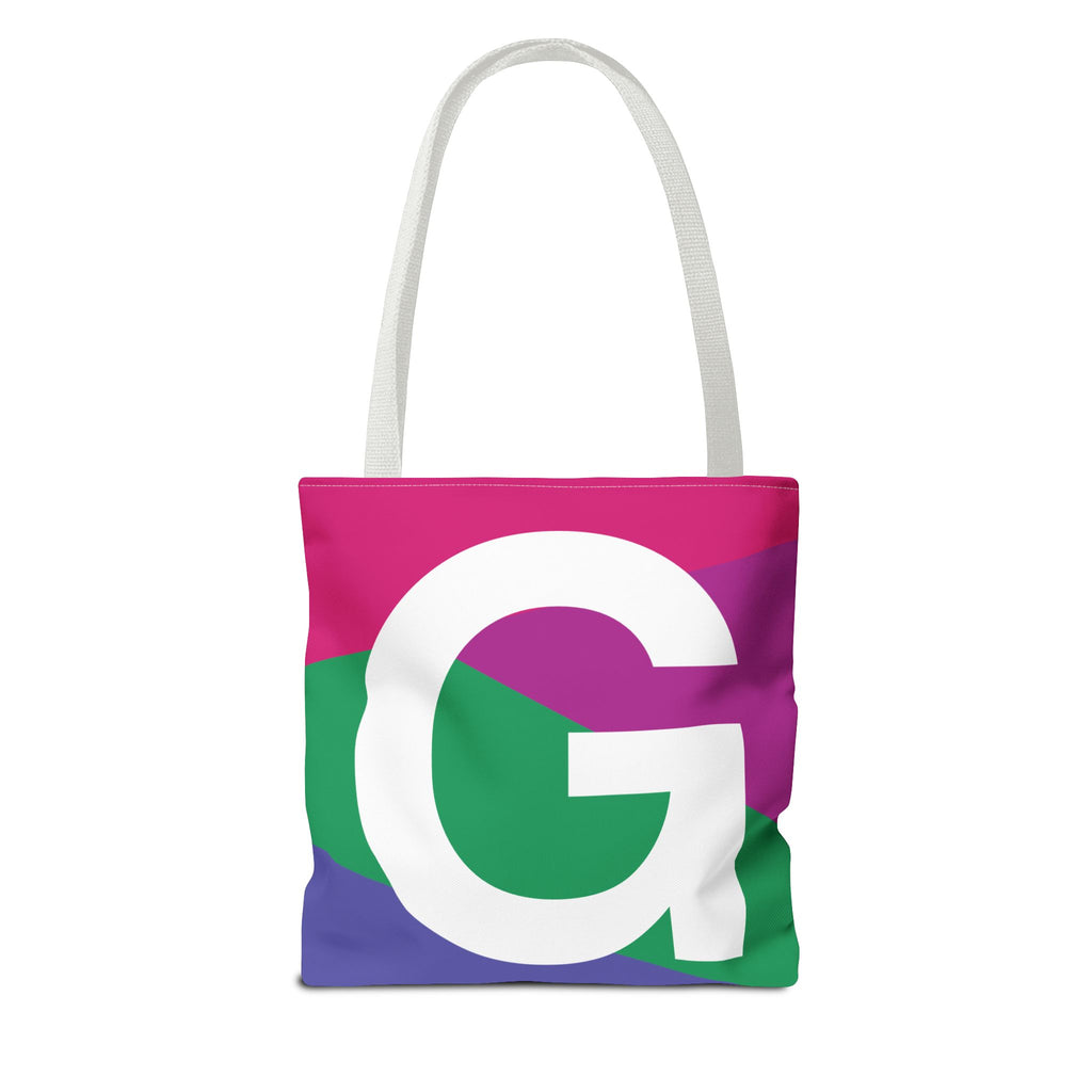 Monogram 'G' Colorblock Tote Bag — Personalized Initial G Shoulder Tote