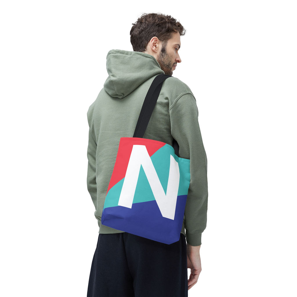 Monogram 'N' Colorblock Tote Bag — Personalized Initial N Shoulder Tote