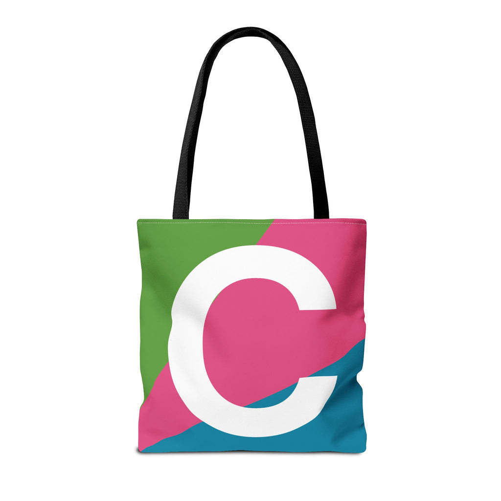 Monogram 'C' Colorblock Tote Bag — Personalized Initial C Shoulder Tote