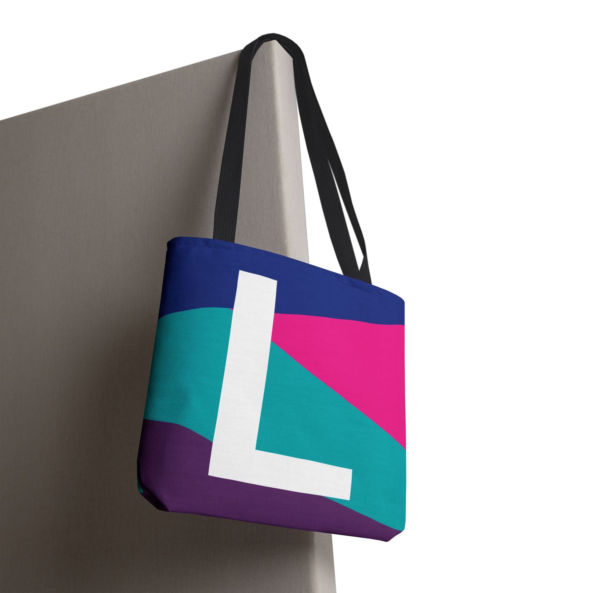 Monogram 'L' Colorblock Tote Bag — Personalized Initial L Shoulder Tote