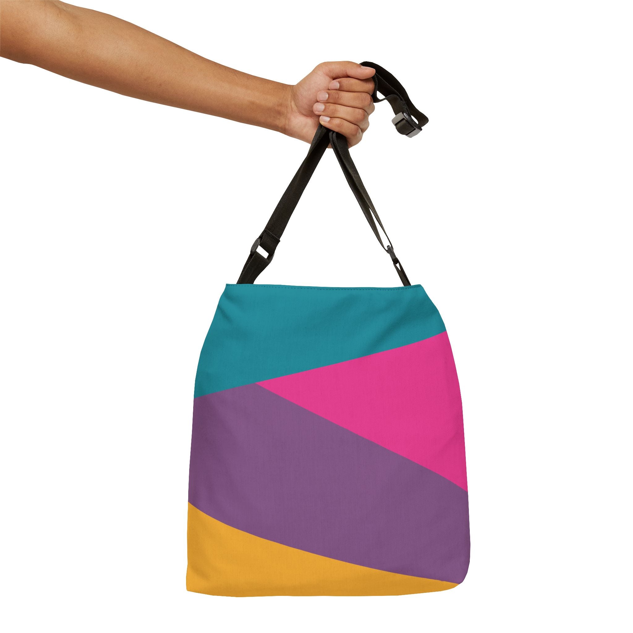 Colorblock Geometric Tote Bag — Adjustable Strap, Bright Abstract Pattern