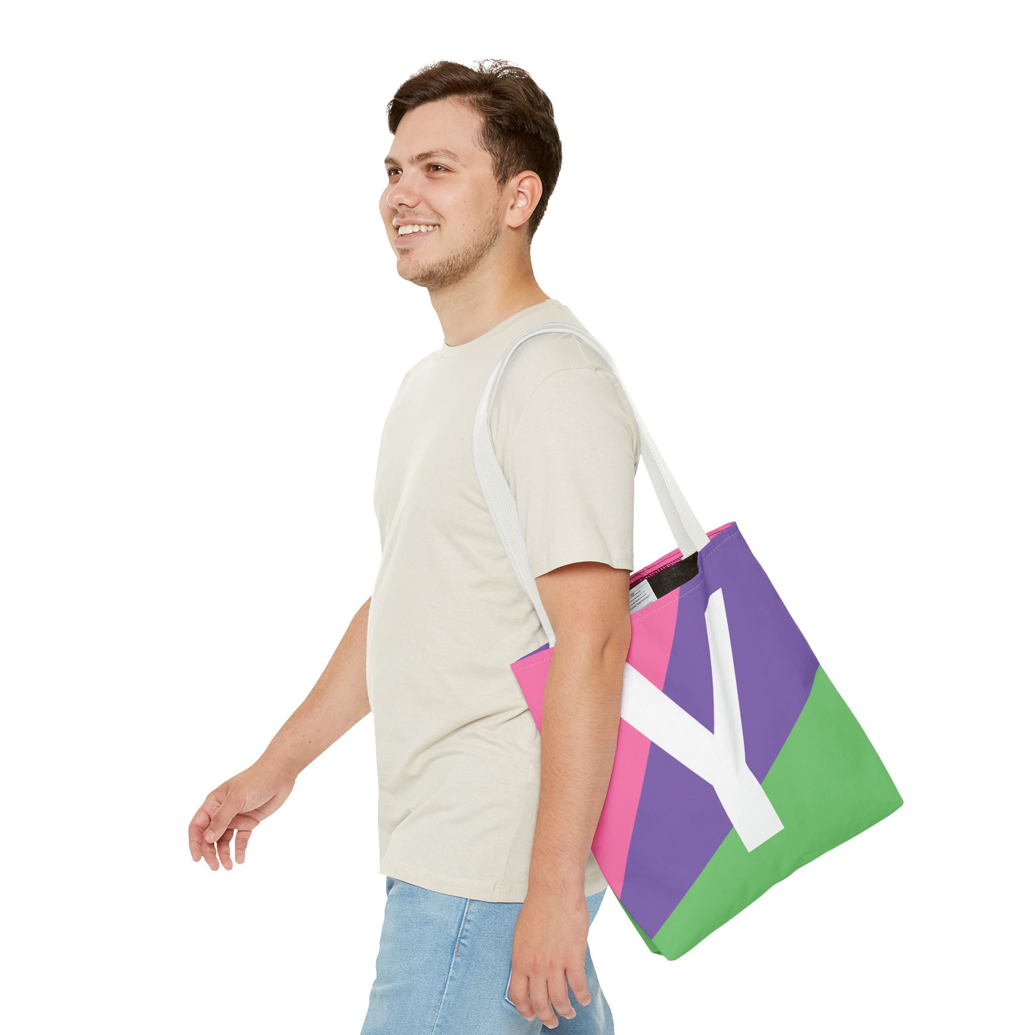 Monogram 'Y' Colorblock Tote Bag — Personalized Initial Y Shoulder Tote