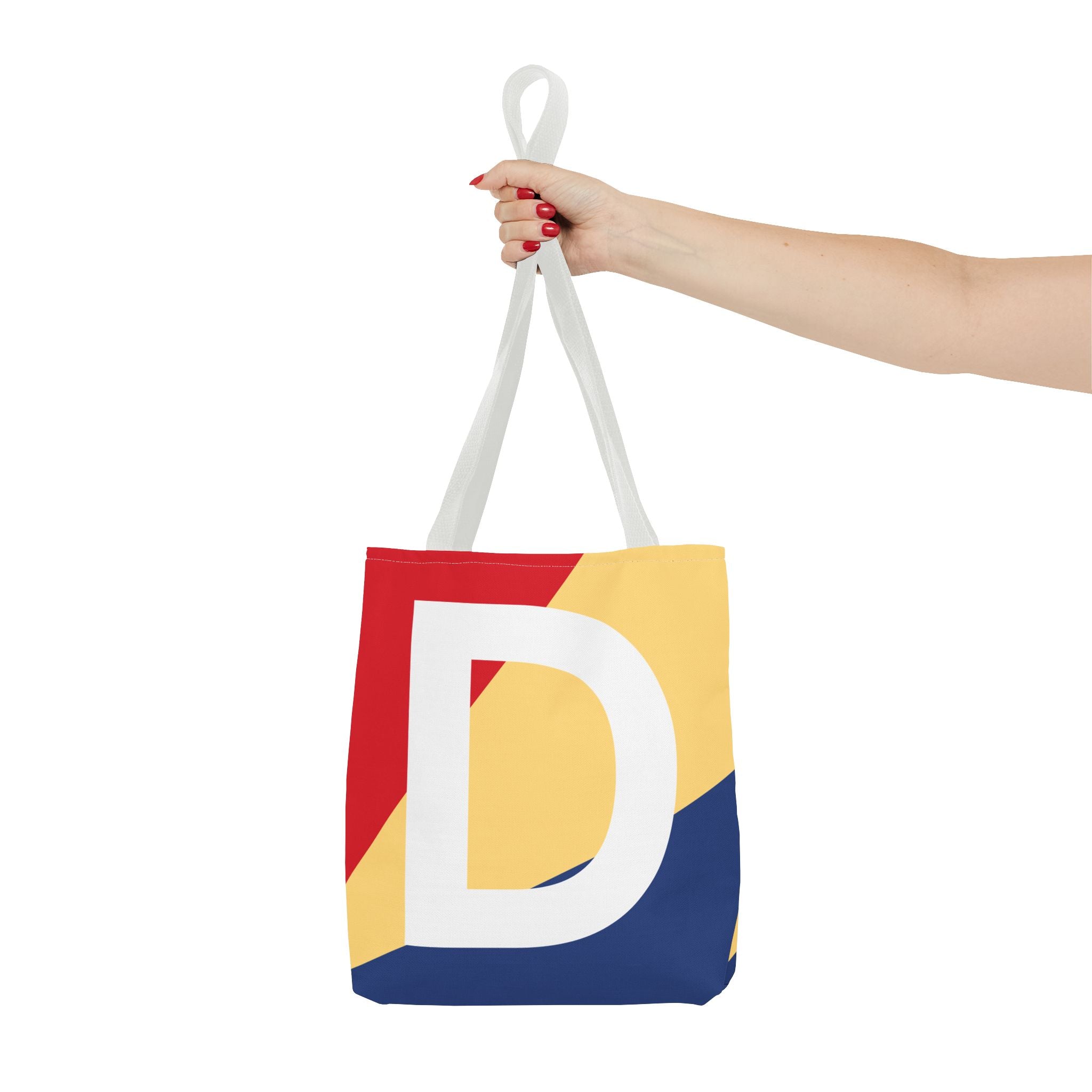 Monogram 'D' Colorblock Tote Bag — Personalized Initial D Shoulder Tote