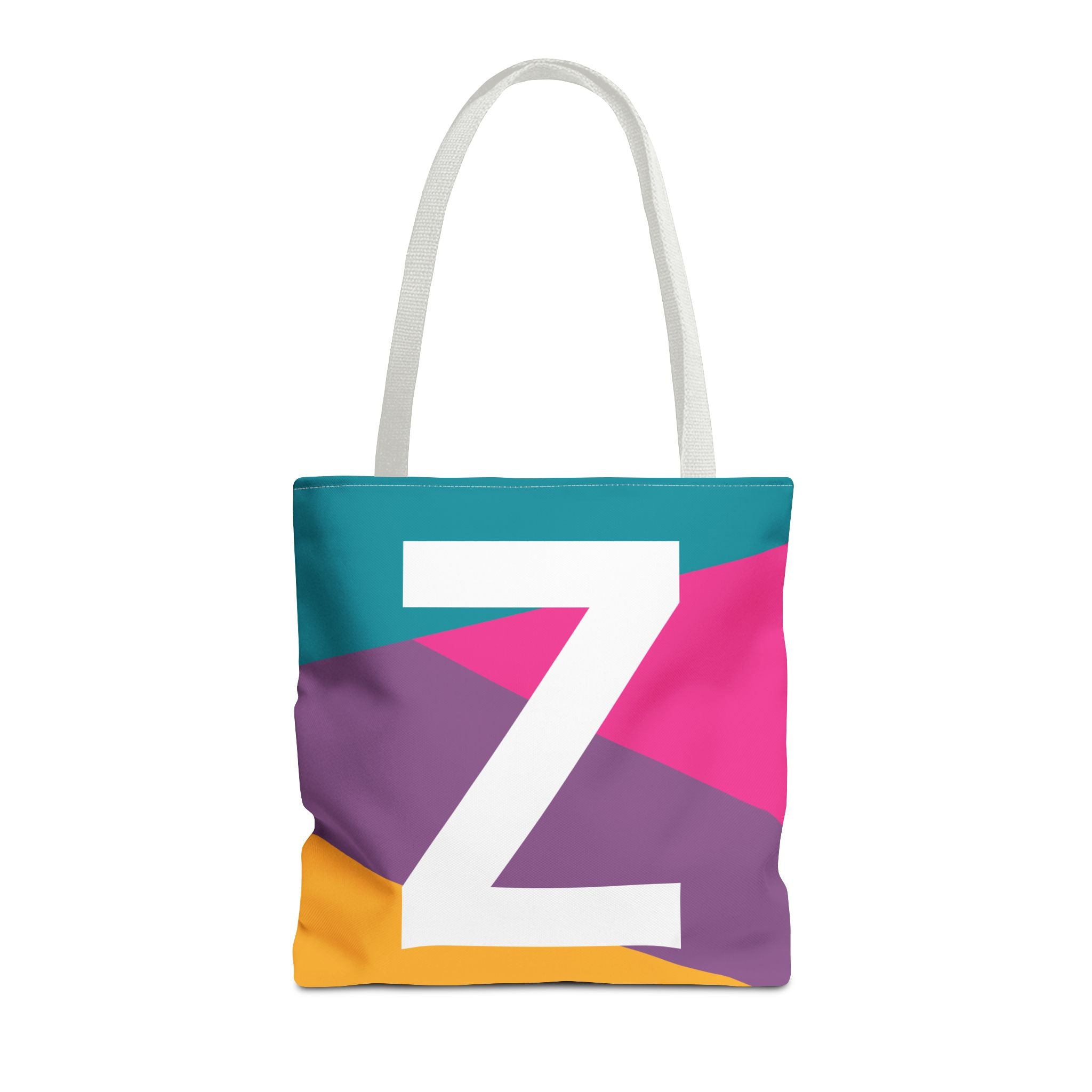 Monogram 'Z' Colorblock Tote Bag — Personalized Initial Z Shoulder Tote