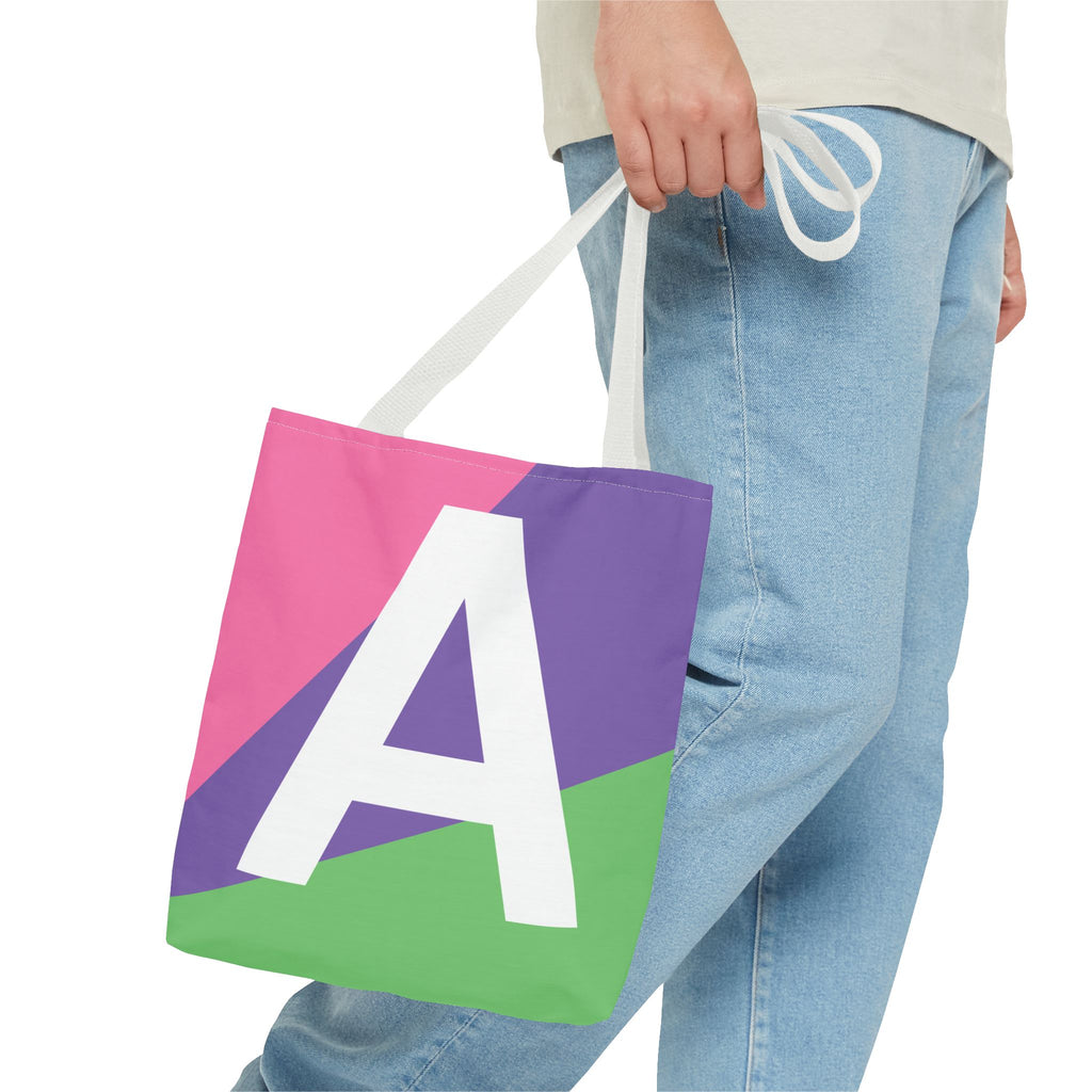 Monogram 'A' Colorblock Tote Bag — Personalized Initial A Shoulder Tote