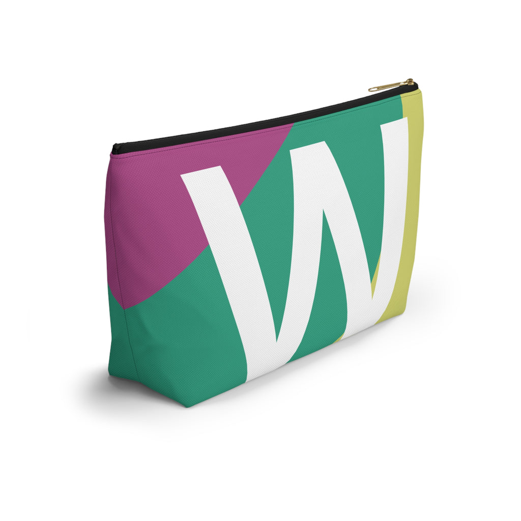 Initials Colorblock Accessory Pouch — Monogram W T-Bottom Cosmetic Bag