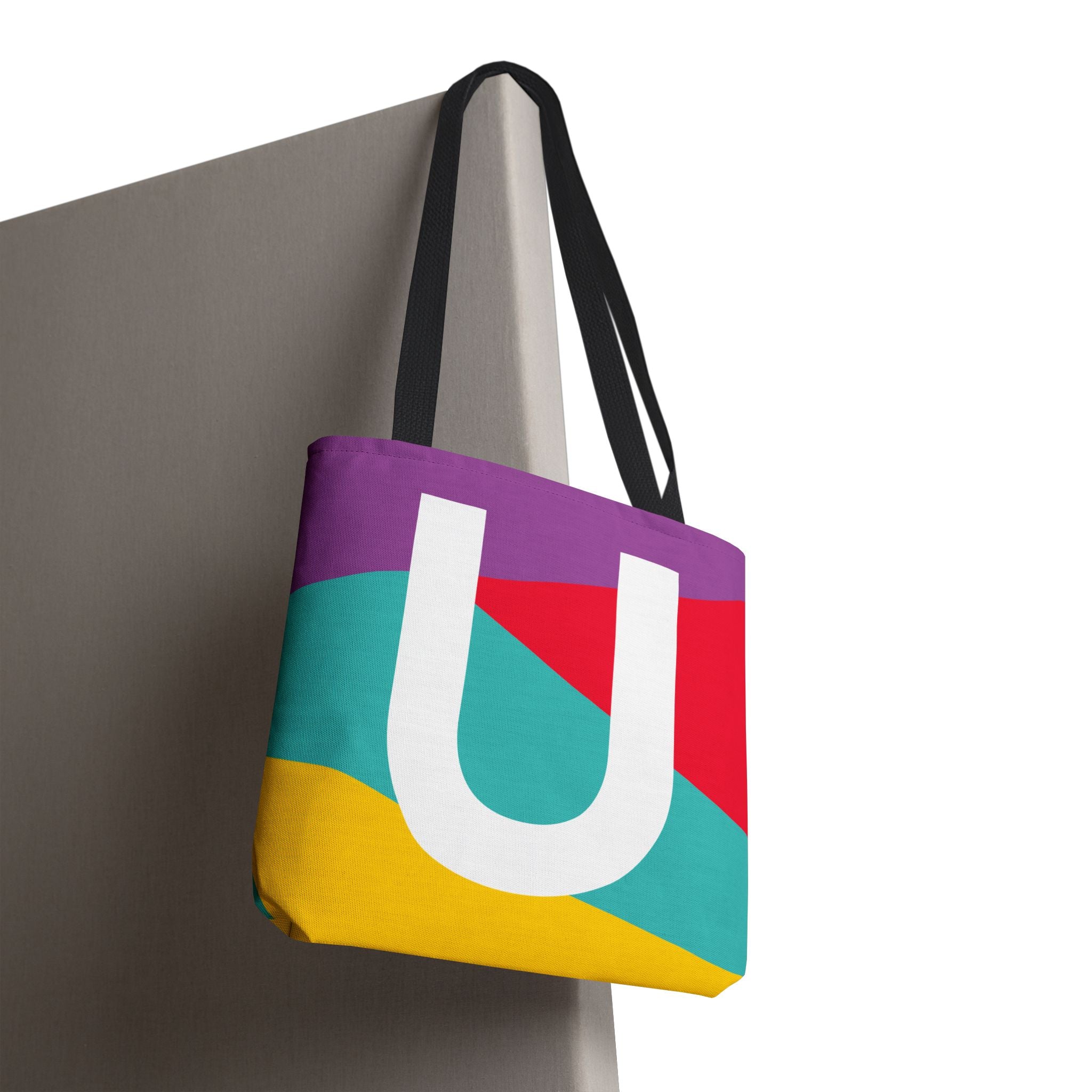 Monogram 'U' Colorblock Tote Bag — Personalized Initial U Shoulder Tote