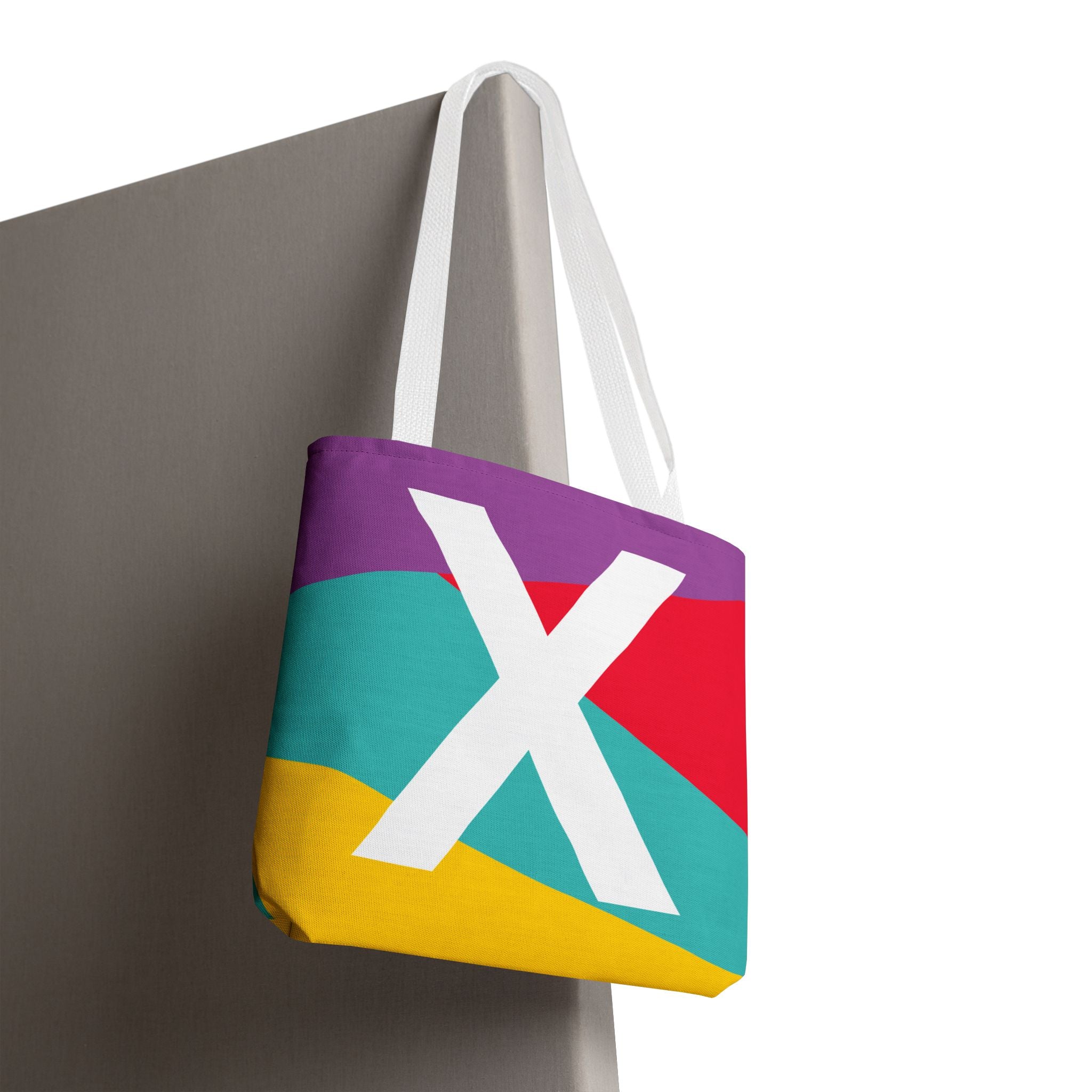 Monogram 'X' Colorblock Tote Bag — Personalized Initial X Shoulder Tote