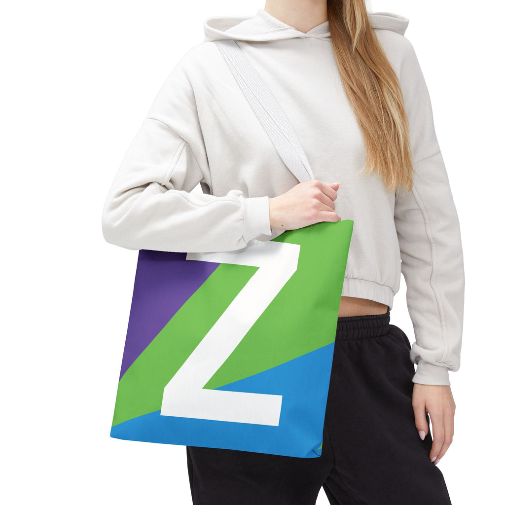 Monogram 'Z' Colorblock Tote Bag — Personalized Initial Z Shoulder Tote