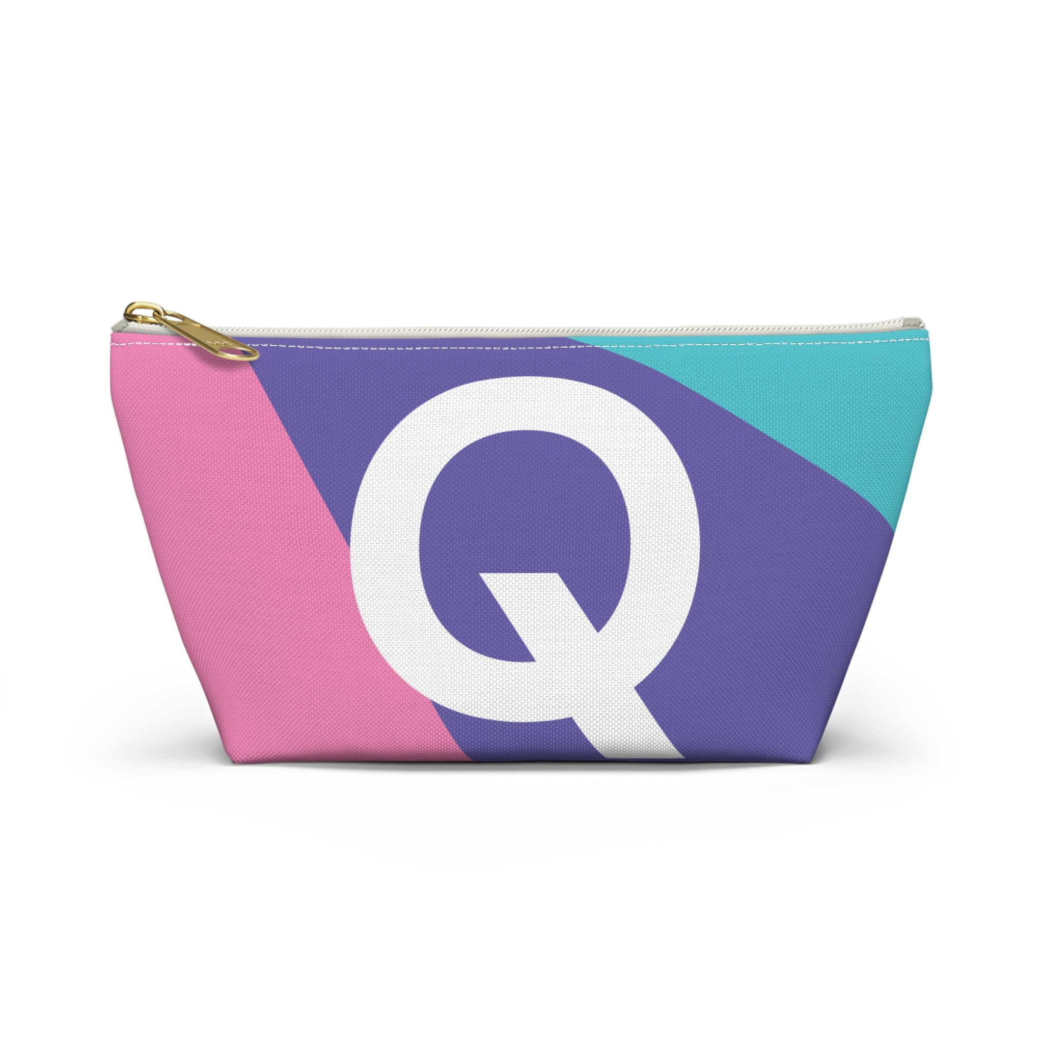 Initials Colorblock Accessory Pouch — Monogram Q T-Bottom Cosmetic Bag