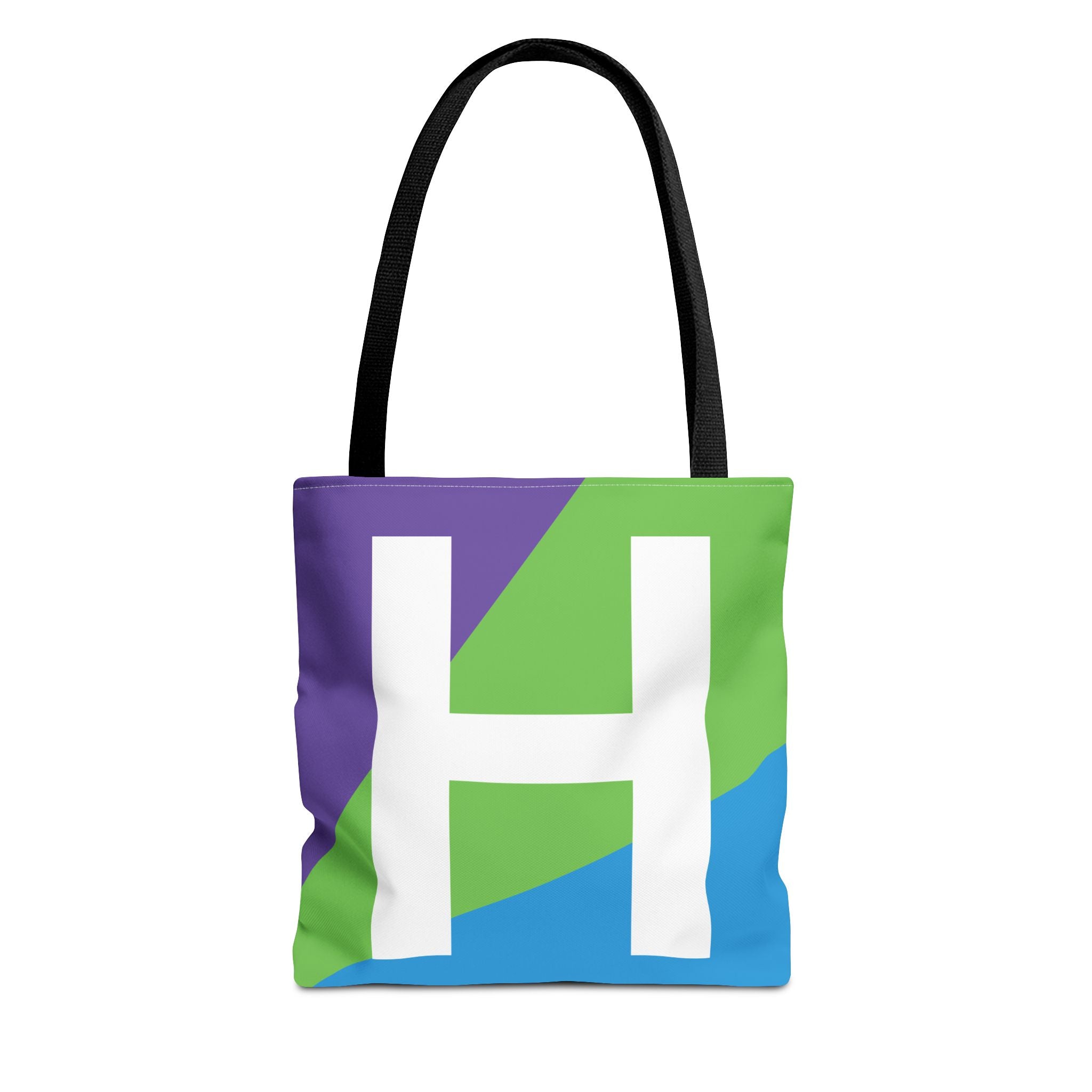 Monogram 'H' Colorblock Tote Bag — Personalized Initial H Shoulder Tote