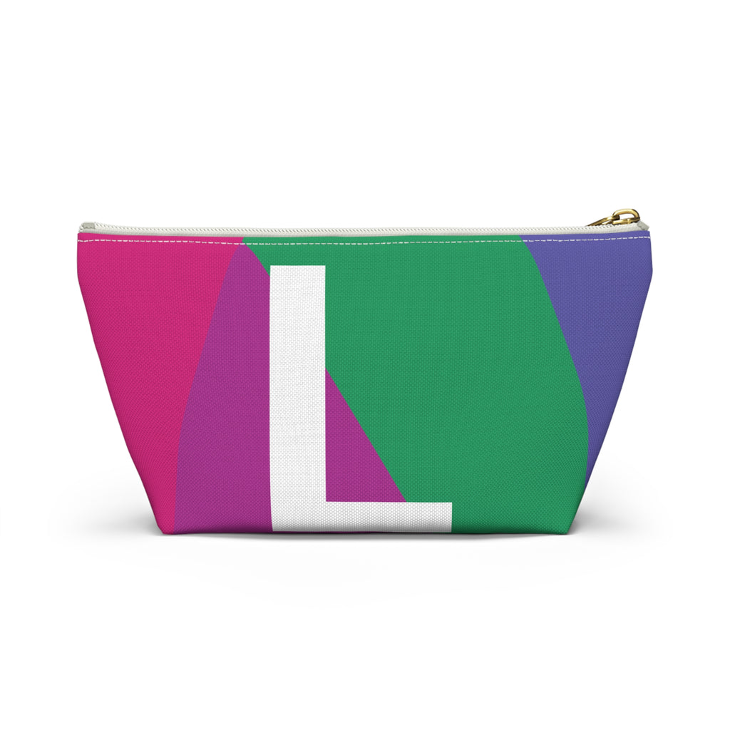 Initials Colorblock Accessory Pouch — Monogram L T-Bottom Cosmetic Bag