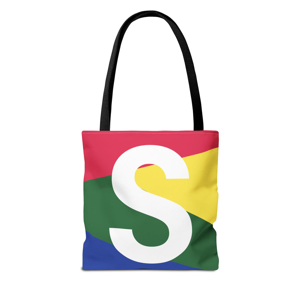 Monogram 'S' Colorblock Tote Bag — Personalized Initial S Shoulder Tote