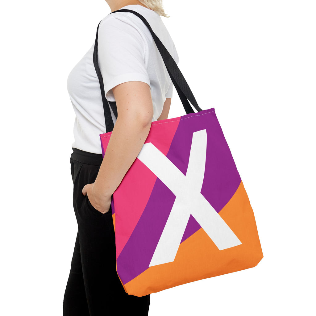 Monogram 'X' Colorblock Tote Bag — Personalized Initial X Shoulder Tote
