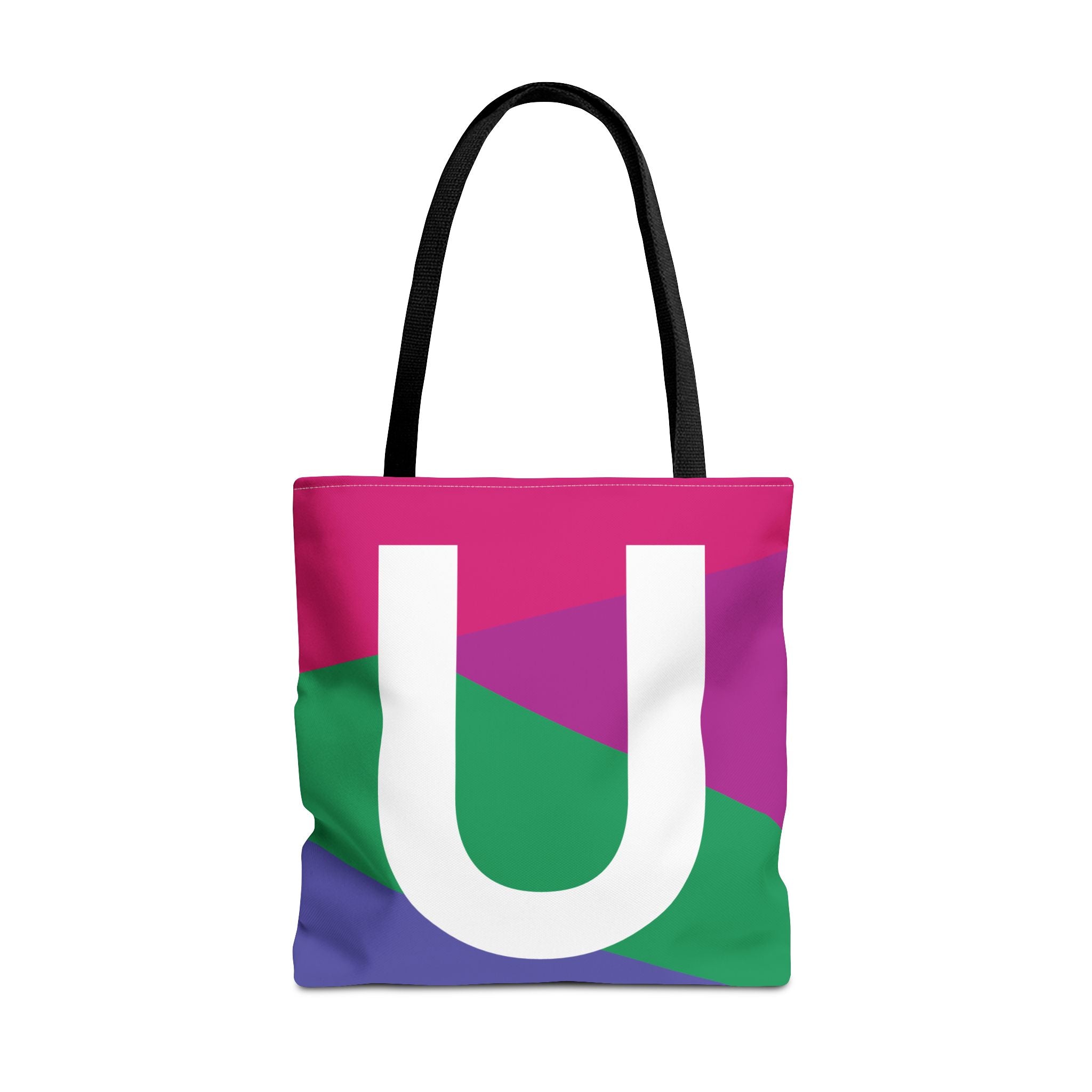 Monogram 'U' Colorblock Tote Bag — Personalized Initial U Shoulder Tote