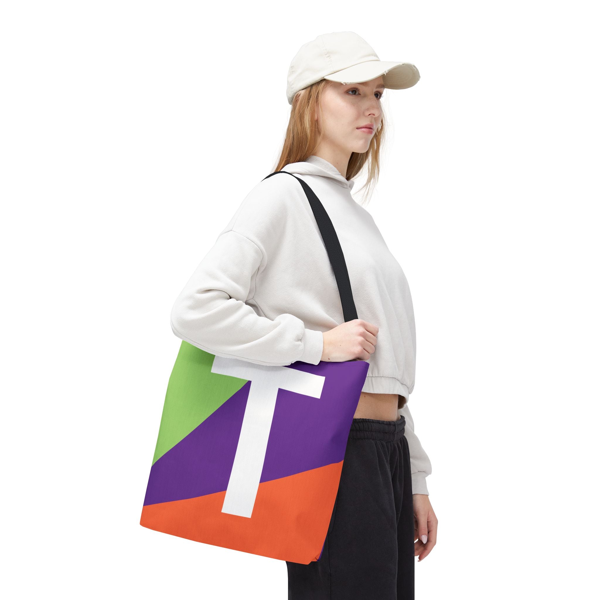 Monogram 'T' Colorblock Tote Bag — Personalized Initial T Shoulder Tote