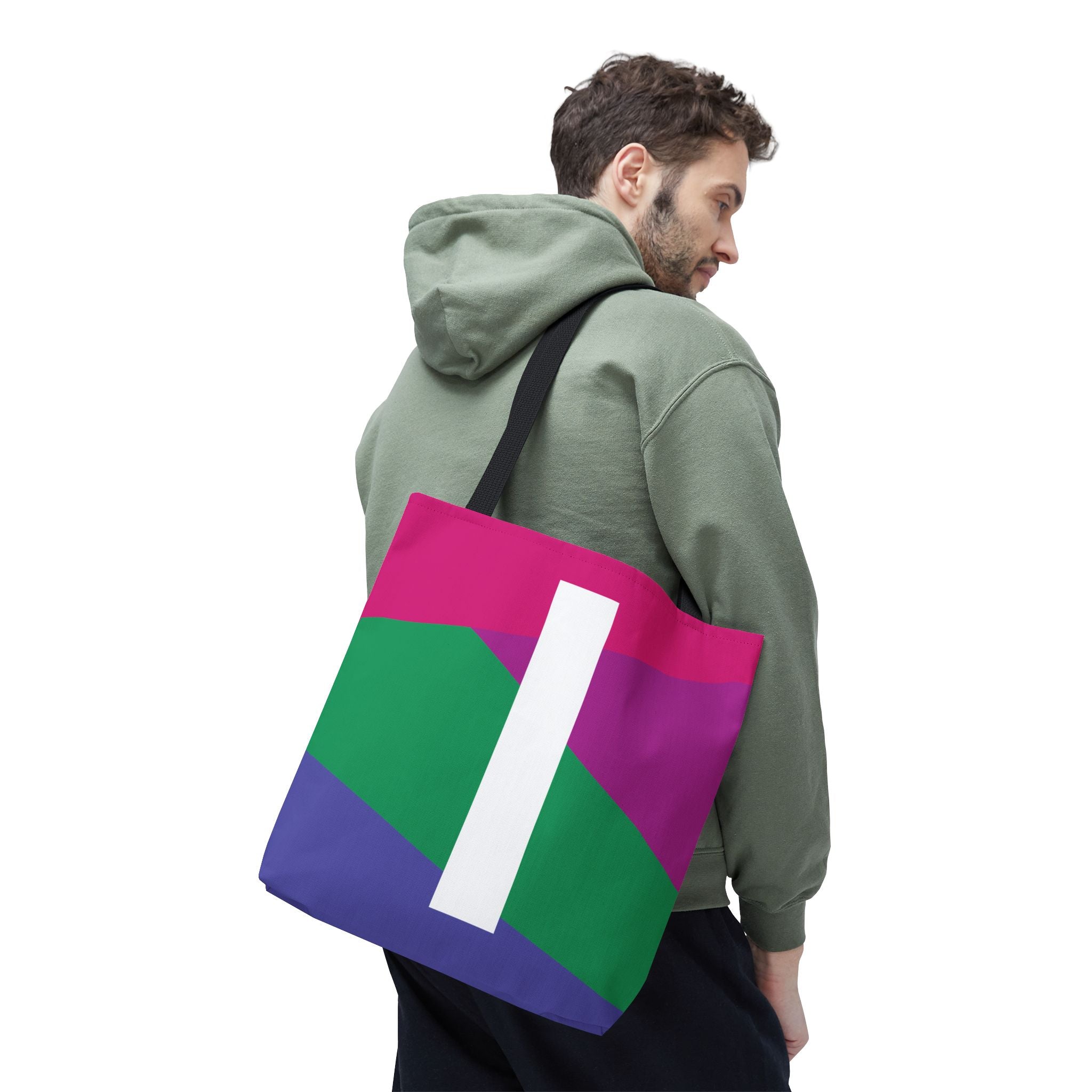 Monogram 'I' Colorblock Tote Bag — Personalized Initial I Shoulder Tote