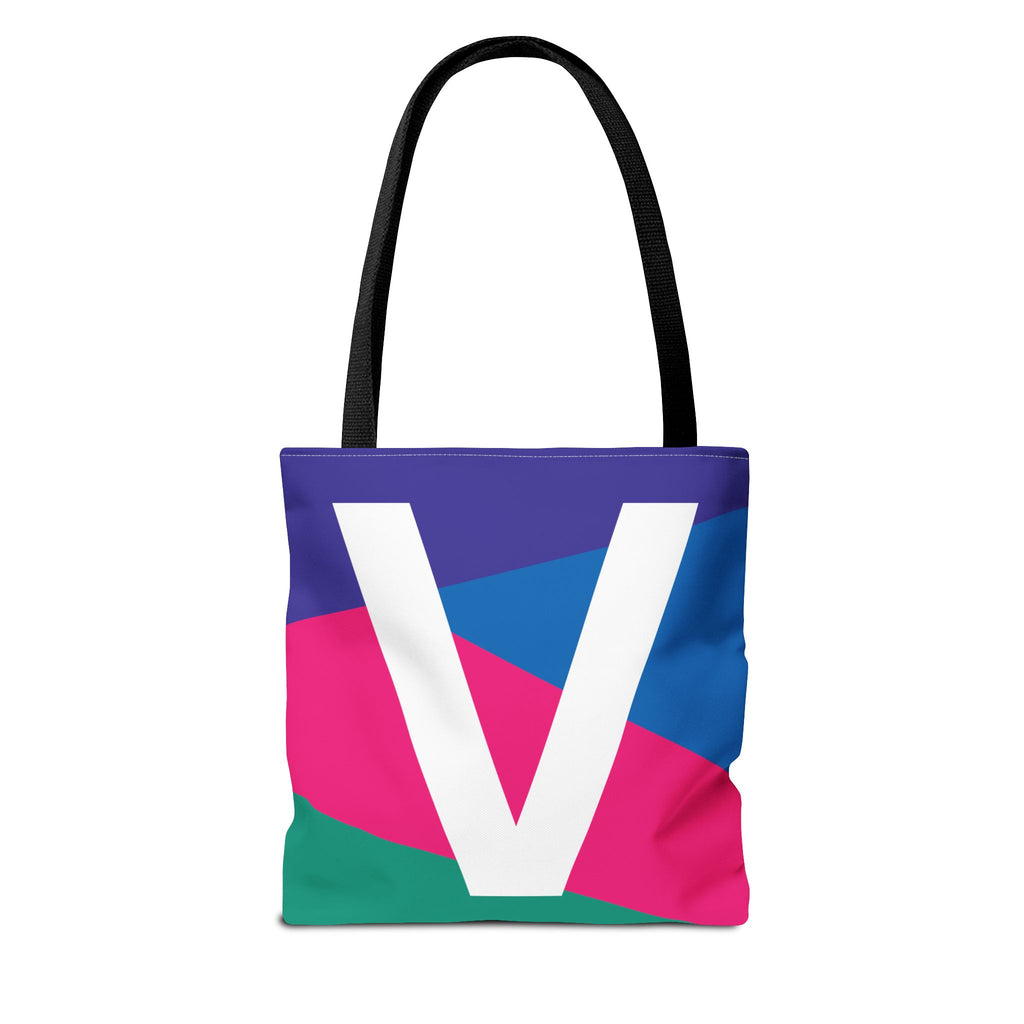 Monogram 'V' Colorblock Tote Bag — Personalized Initial V Shoulder Tote
