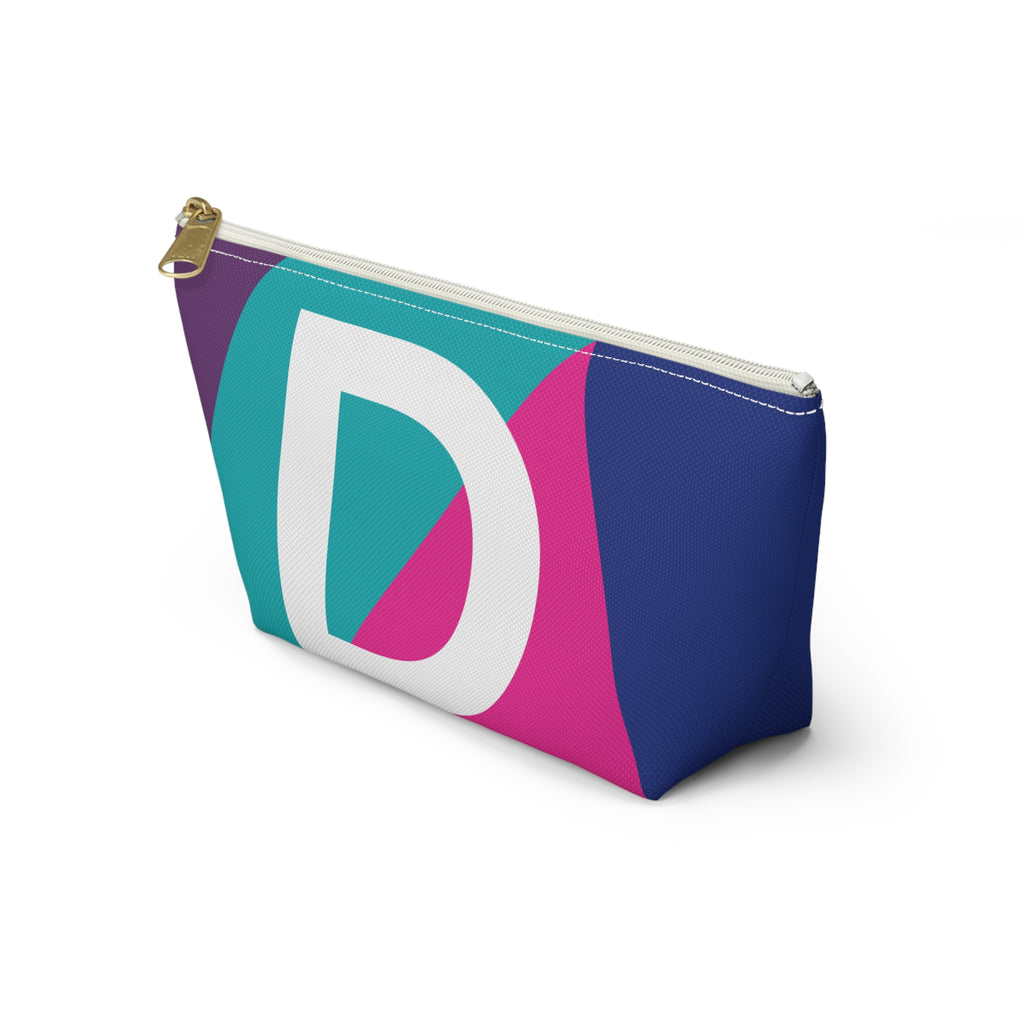 Initials Colorblock Accessory Pouch — Monogram D T-Bottom Cosmetic Bag