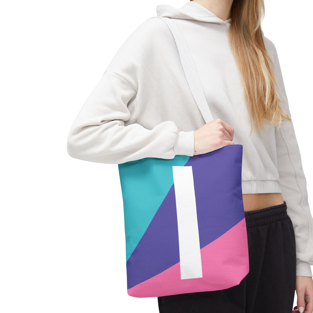Monogram 'I' Colorblock Tote Bag — Personalized Initial I Shoulder Tote
