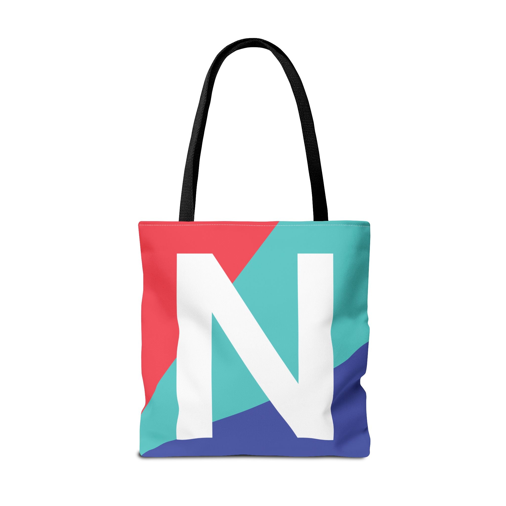 Monogram 'N' Colorblock Tote Bag — Personalized Initial N Shoulder Tote